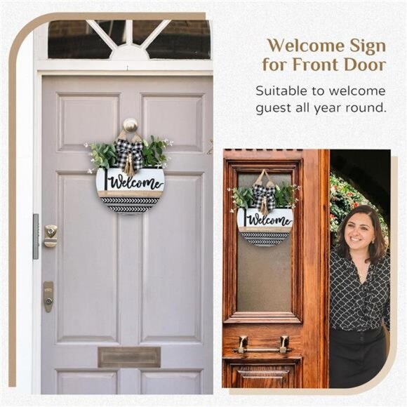 Welcome Sign for Front Door Decor - Hanging Welcome Signs for All Season Boho - Picture 2 of 7